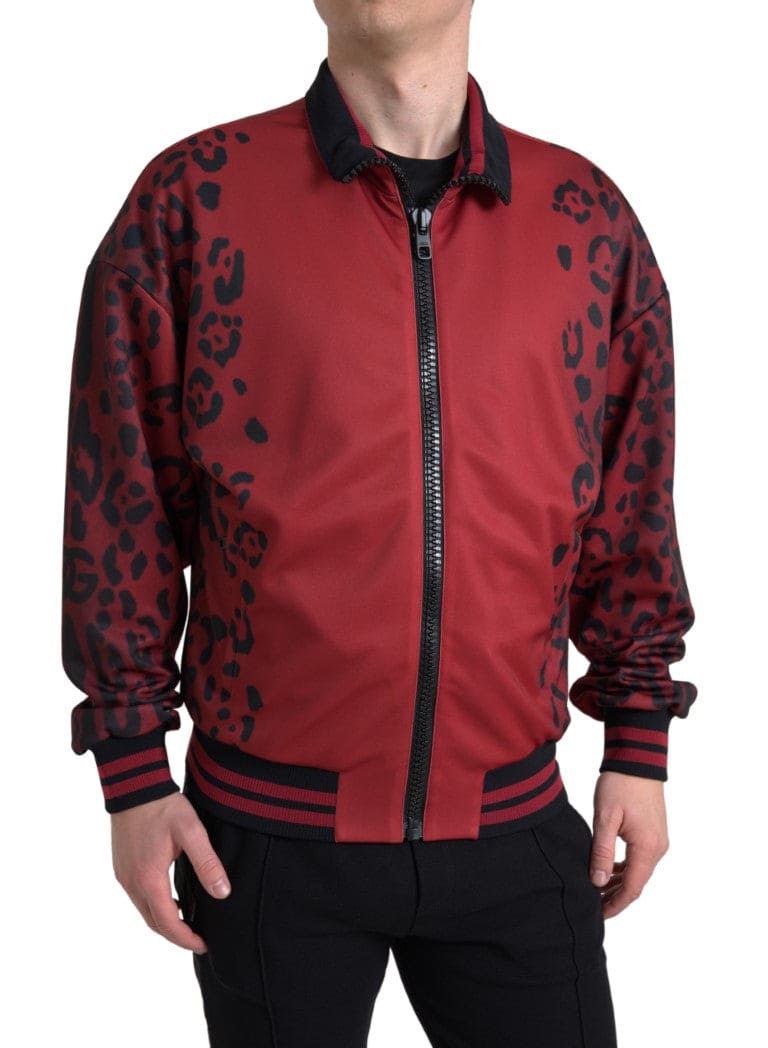 Cazadora bomber con estampado de leopardo rojo de Dolce &amp; Gabbana