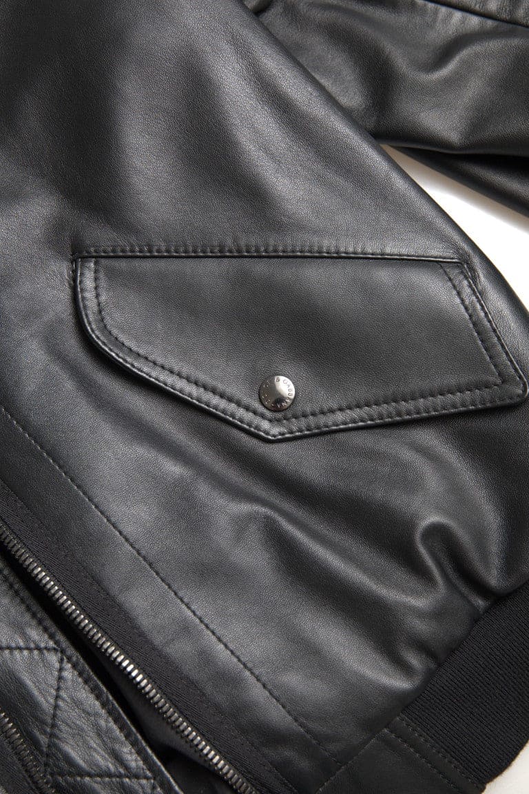 Veste bomber élégante en cuir noir Dolce &amp; Gabbana