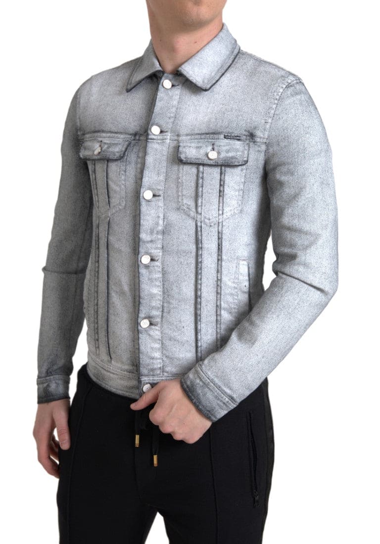 Veste élégante en denim stretch en coton gris Dolce &amp; Gabbana