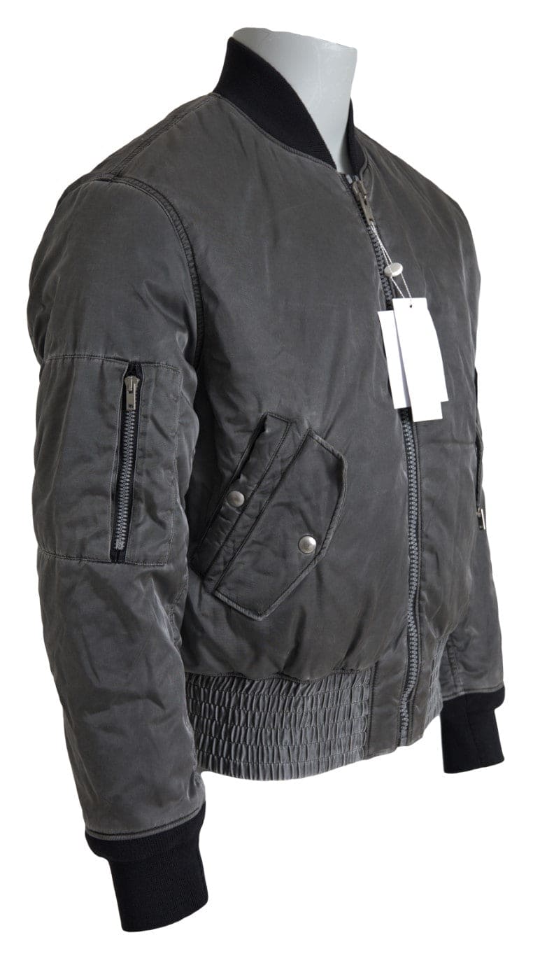 Veste bomber grise élégante MM6 Maison Margiela avec fermeture à glissière complète