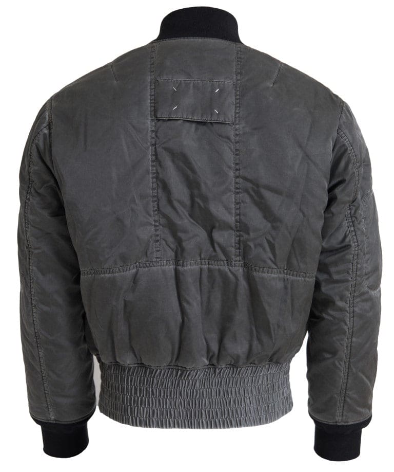 MM6 Maison Margiela Elegante chaqueta bomber gris con cierre de cremallera completo