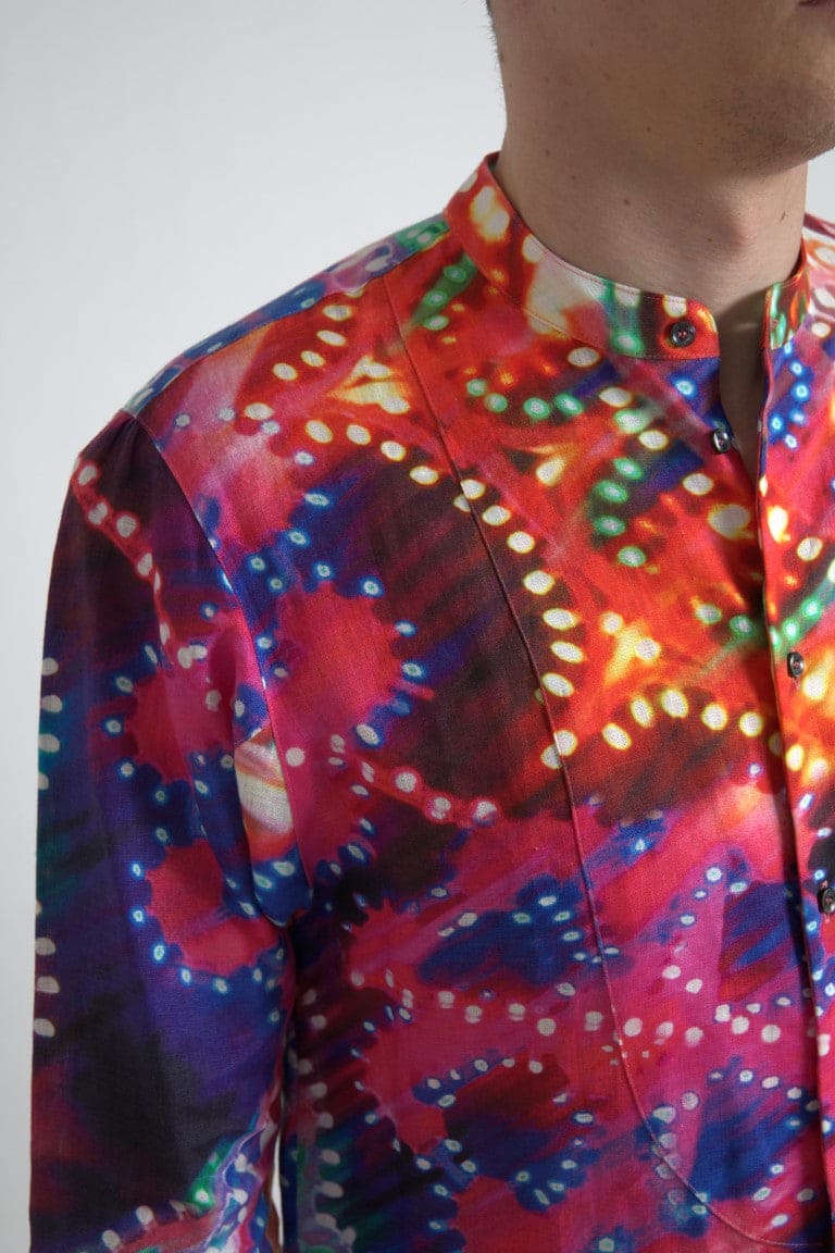 Camisa casual de lino multicolor espectacular de Dolce &amp; Gabbana