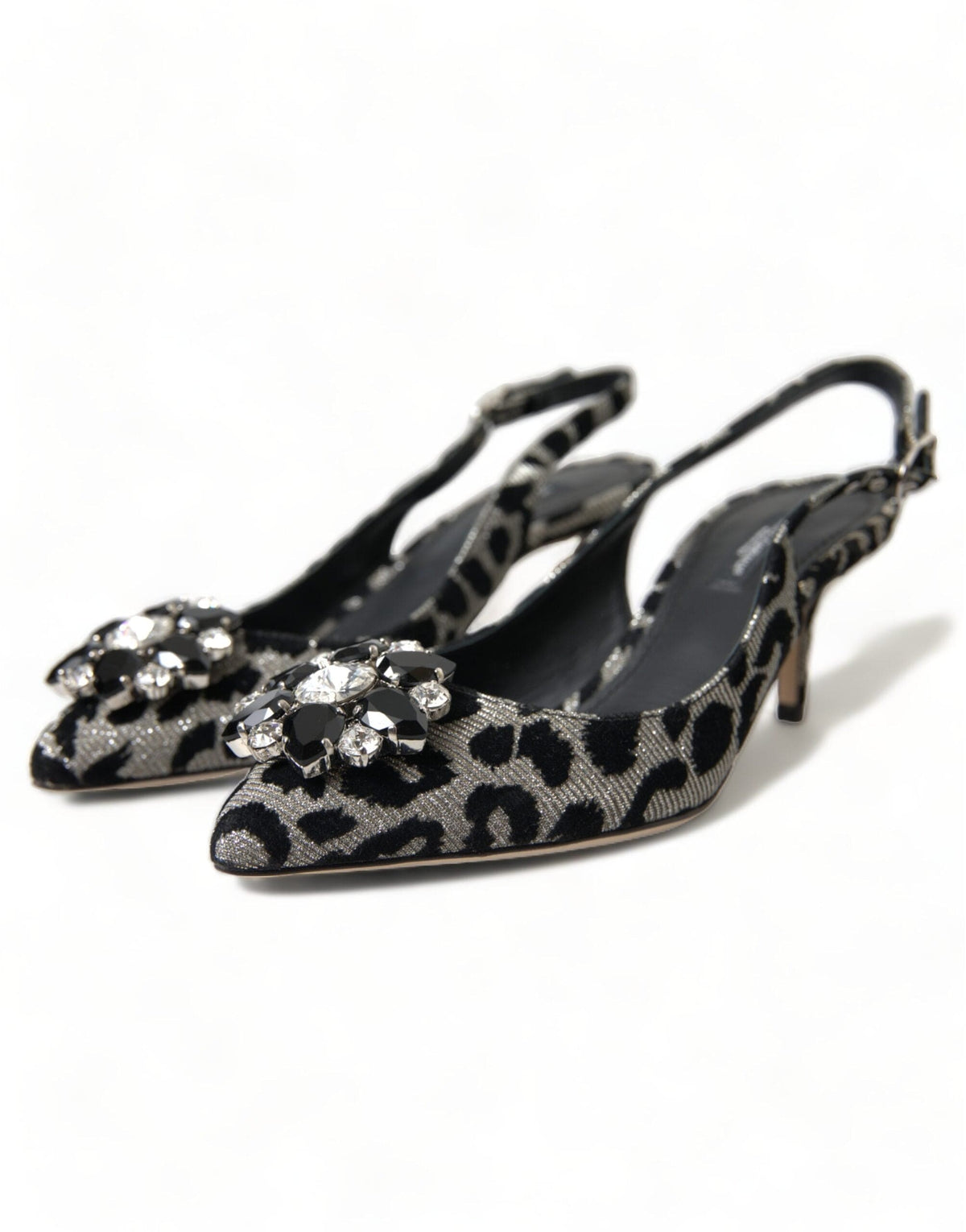 Dolce & Gabbana Crystal Leopard Slingback Heels Pumps