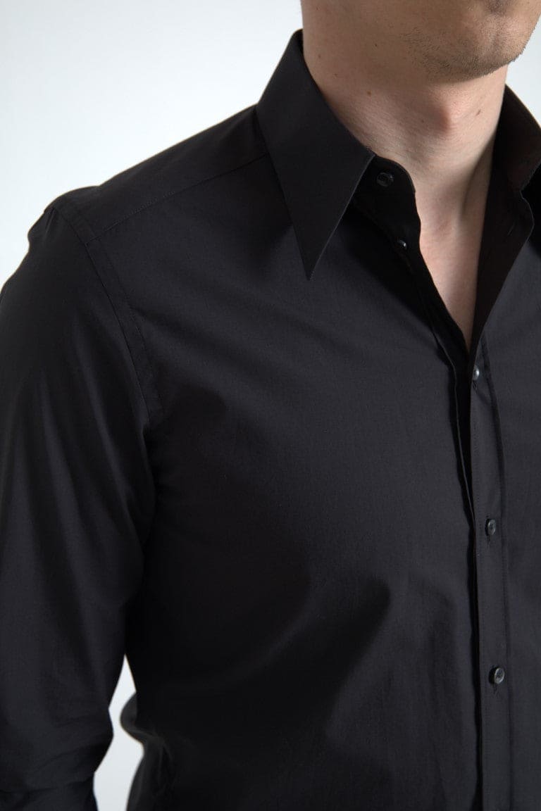 Chemise habillée en coton noir coupe slim élégante Dolce &amp; Gabbana