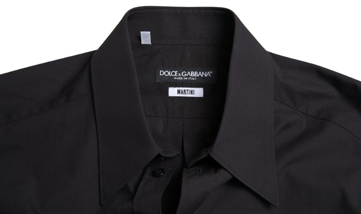 Chemise habillée en coton noir coupe slim élégante Dolce &amp; Gabbana