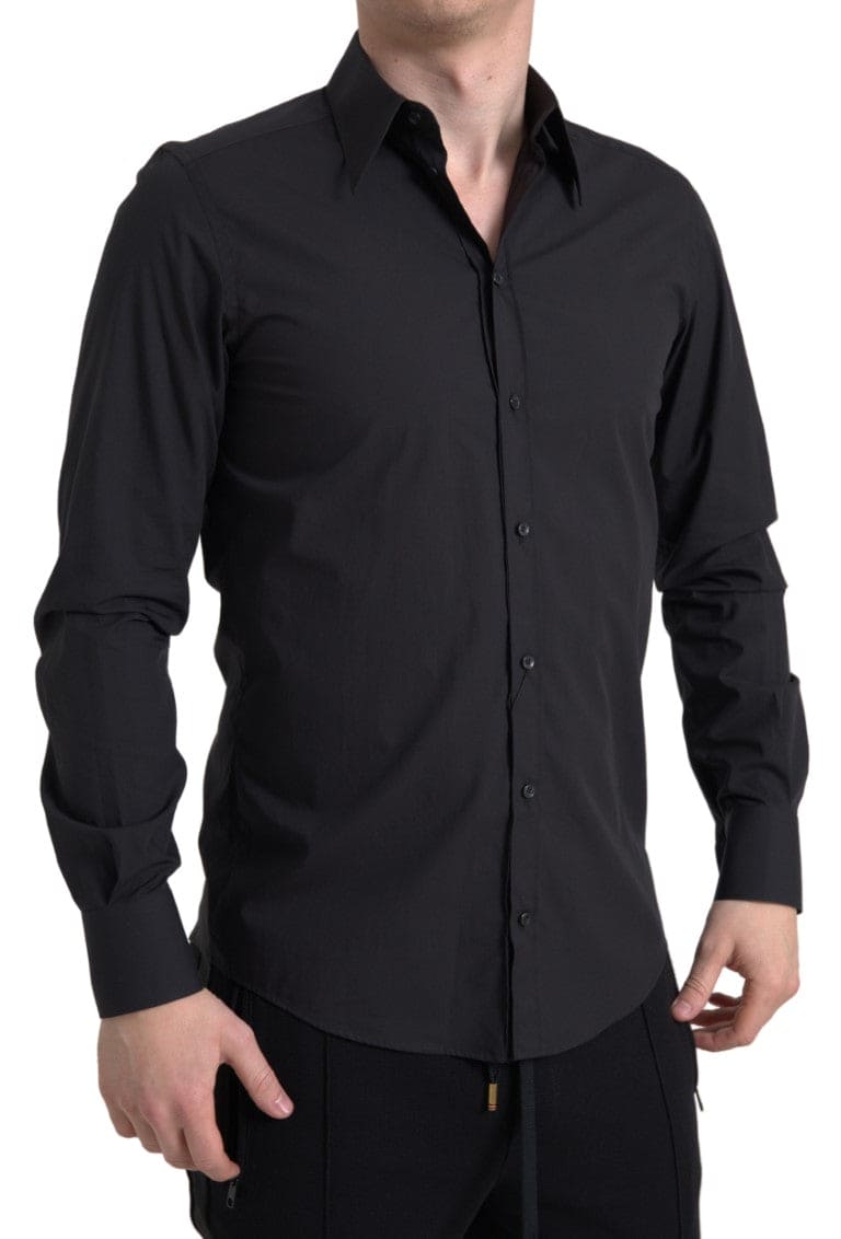 Chemise habillée en coton noir coupe slim élégante Dolce &amp; Gabbana