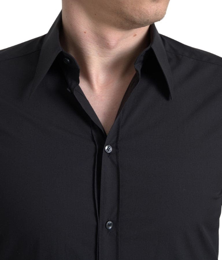 Chemise habillée en coton noir coupe slim élégante Dolce &amp; Gabbana