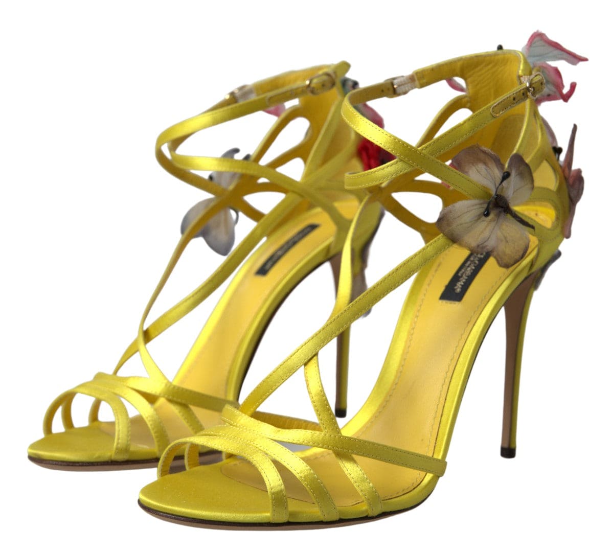 Sandalias con tiras en el tobillo de color amarillo Enchanting de Dolce &amp; Gabbana