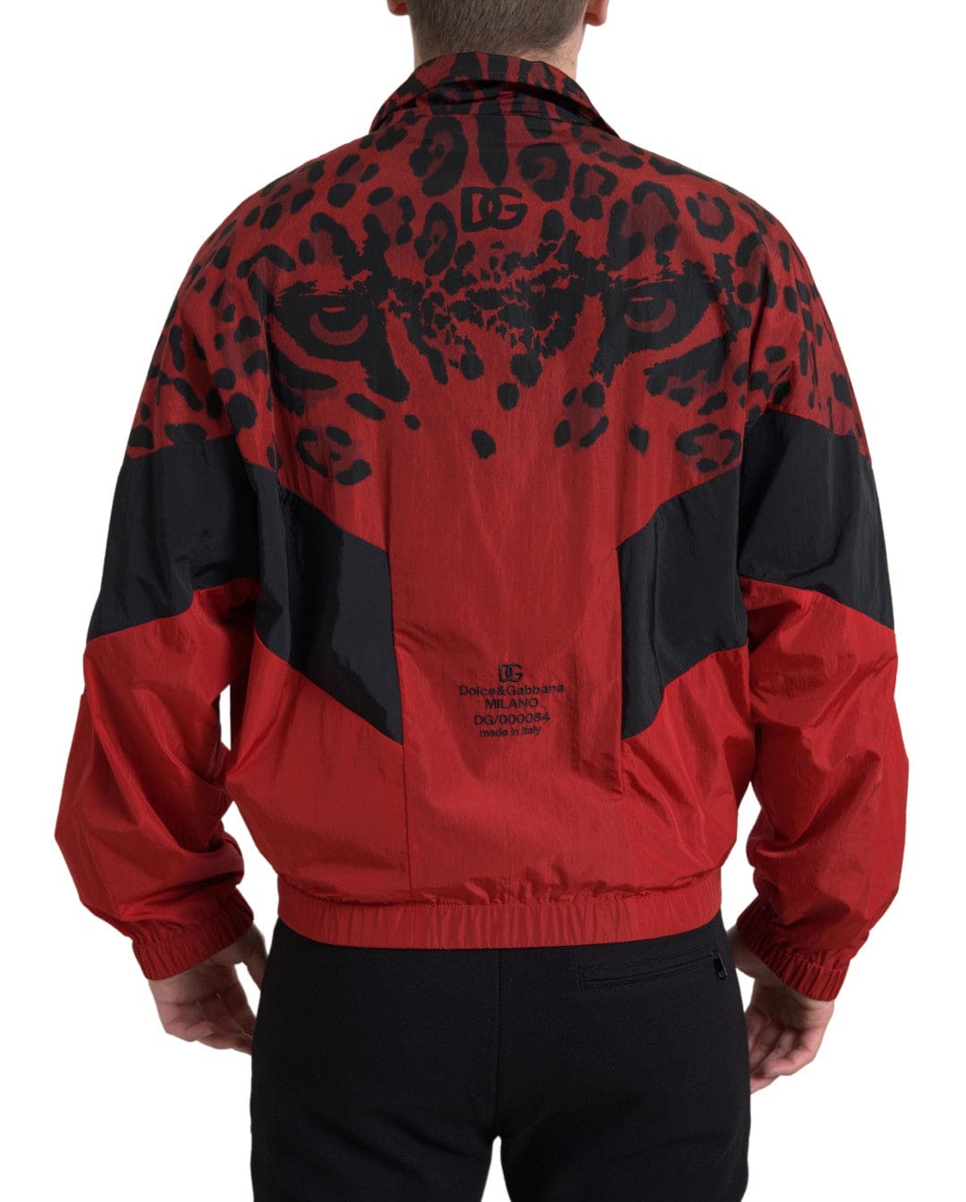 Chaqueta tipo suéter con cremallera y estampado de leopardo rojo de Dolce &amp; Gabbana