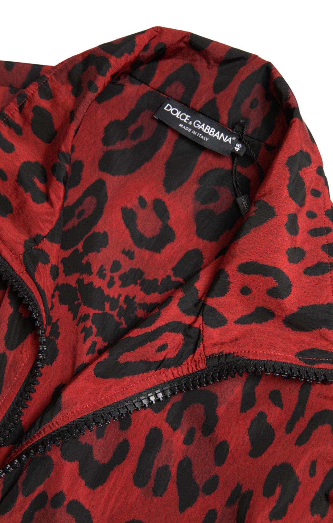 Chaqueta tipo suéter con cremallera y estampado de leopardo rojo de Dolce &amp; Gabbana