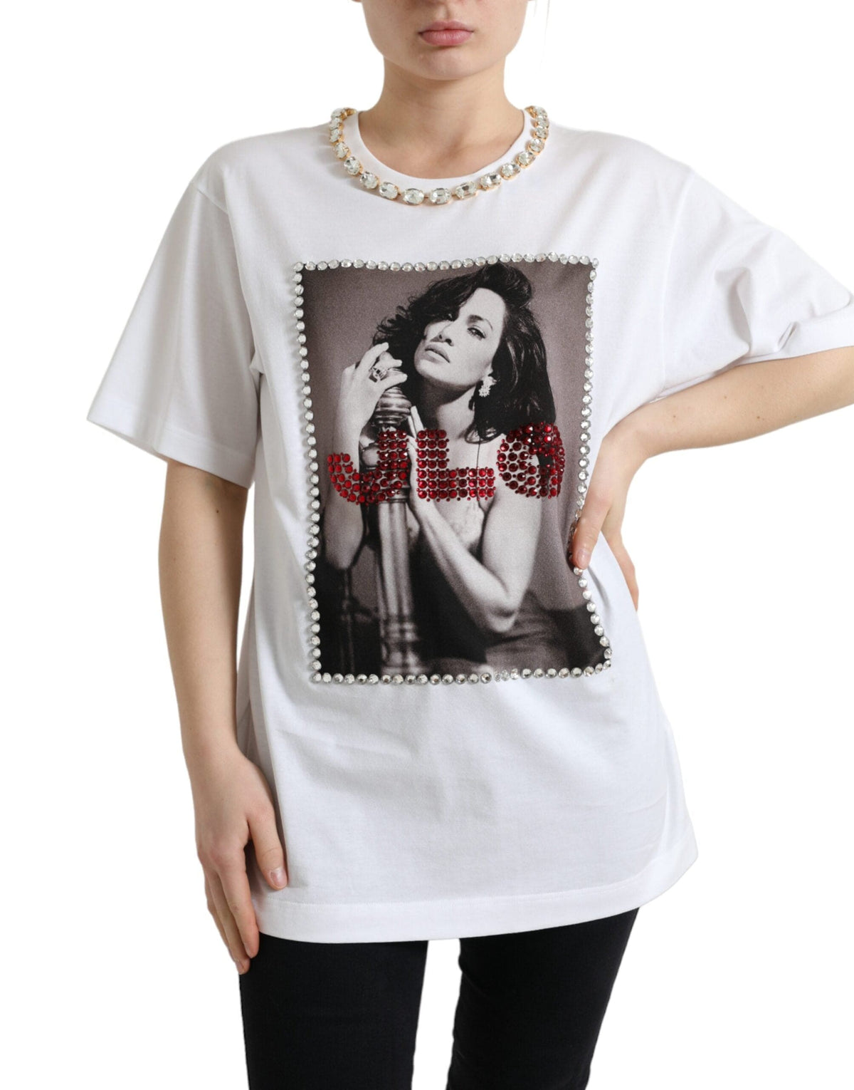 Camiseta con retrato de J.Lo y cristales de Dolce &amp; Gabbana (edición limitada)