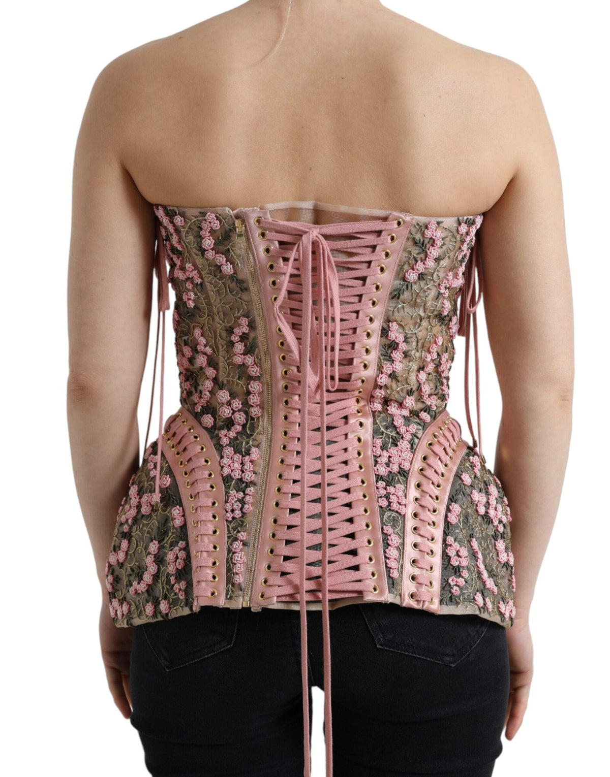 Haut corset bustier en nylon soyeux Dolce &amp; Gabbana en rose