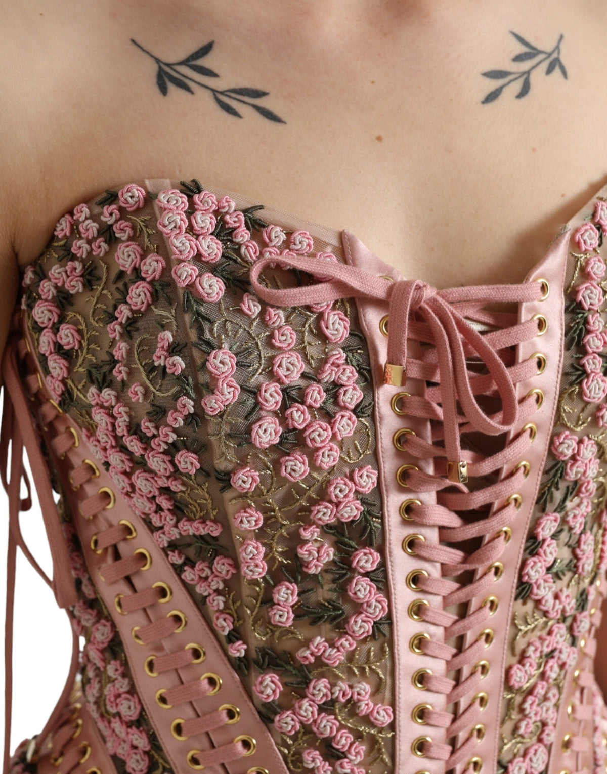 Haut corset bustier en nylon soyeux Dolce &amp; Gabbana en rose