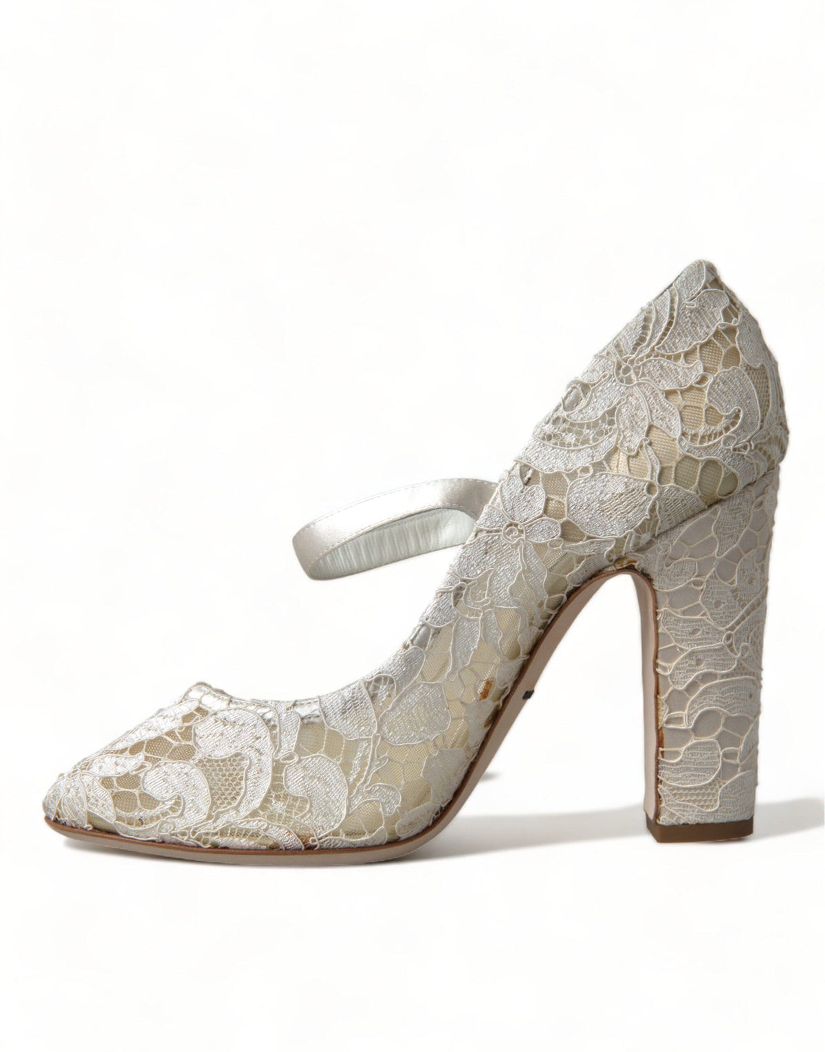 Sandales à talons compensés en dentelle chic Dolce &amp; Gabbana en blanc crème