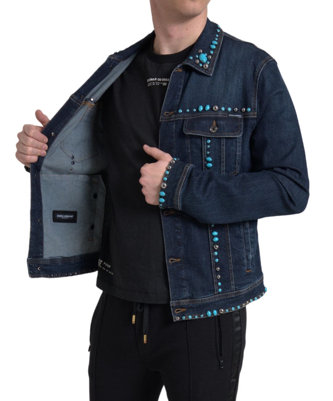 Dolce & Gabbana Embellished Turquoise Denim Jacket