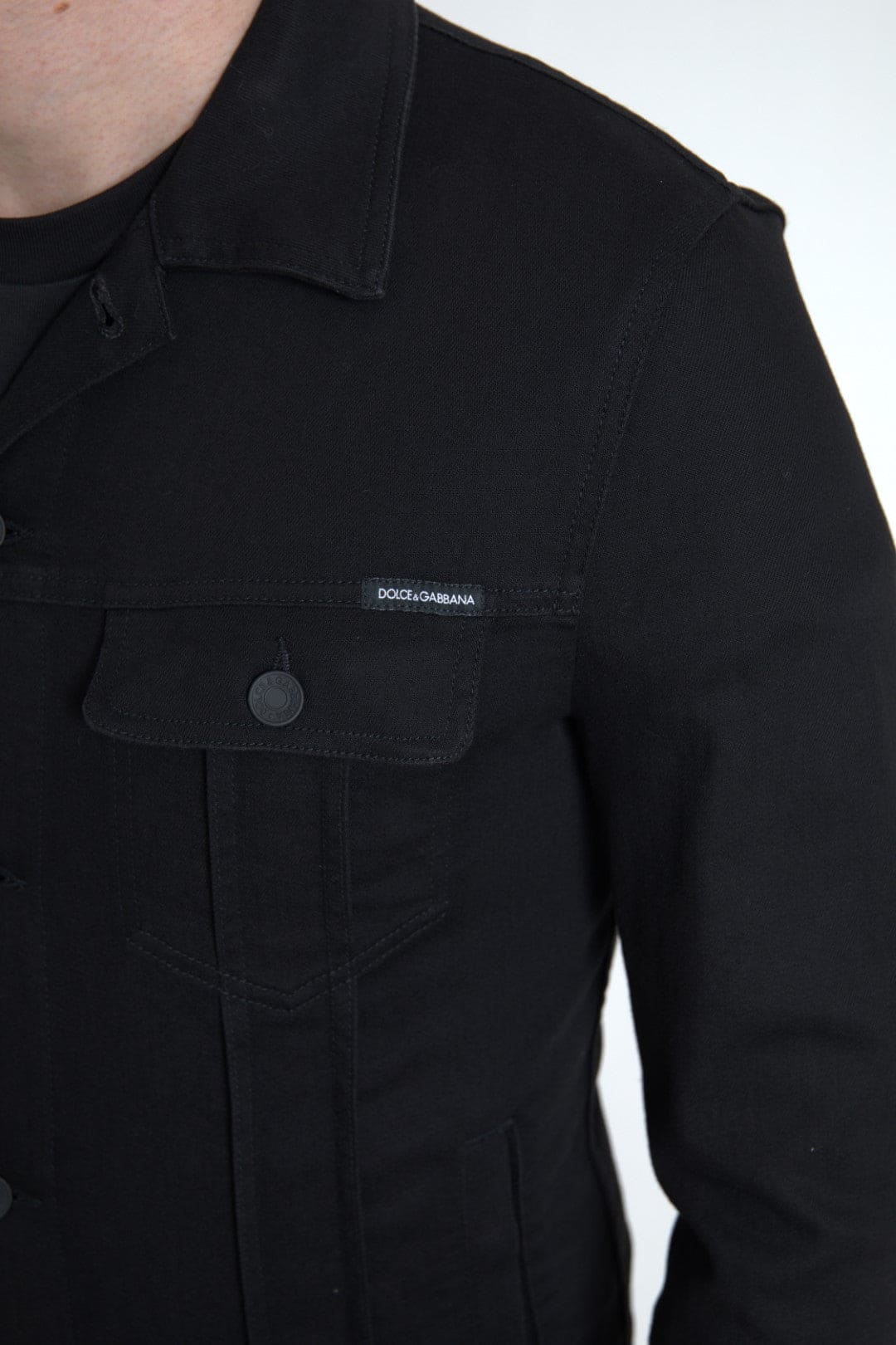 Veste élégante en denim noir avec logo Dolce &amp; Gabbana