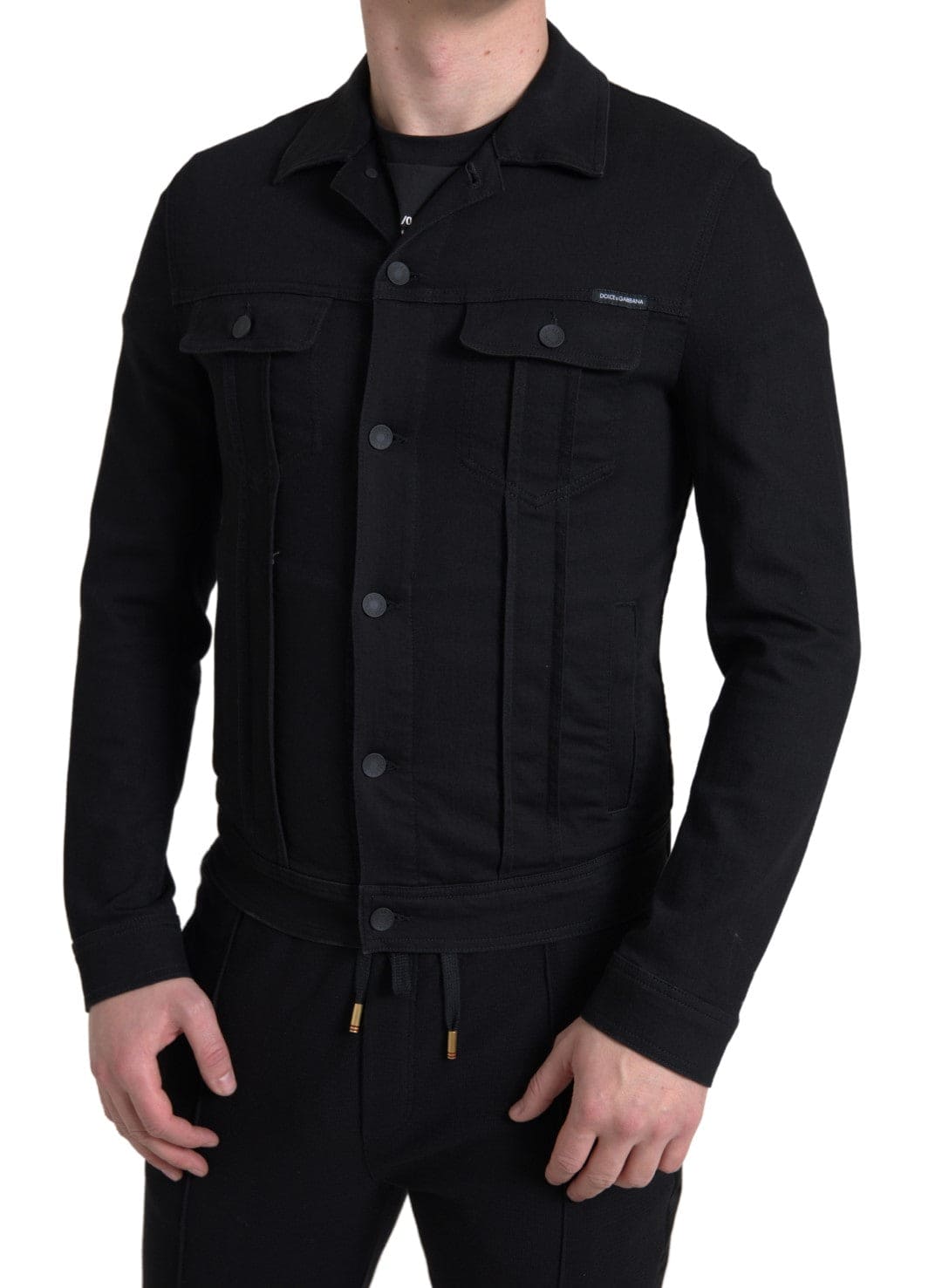 Veste élégante en denim noir avec logo Dolce &amp; Gabbana