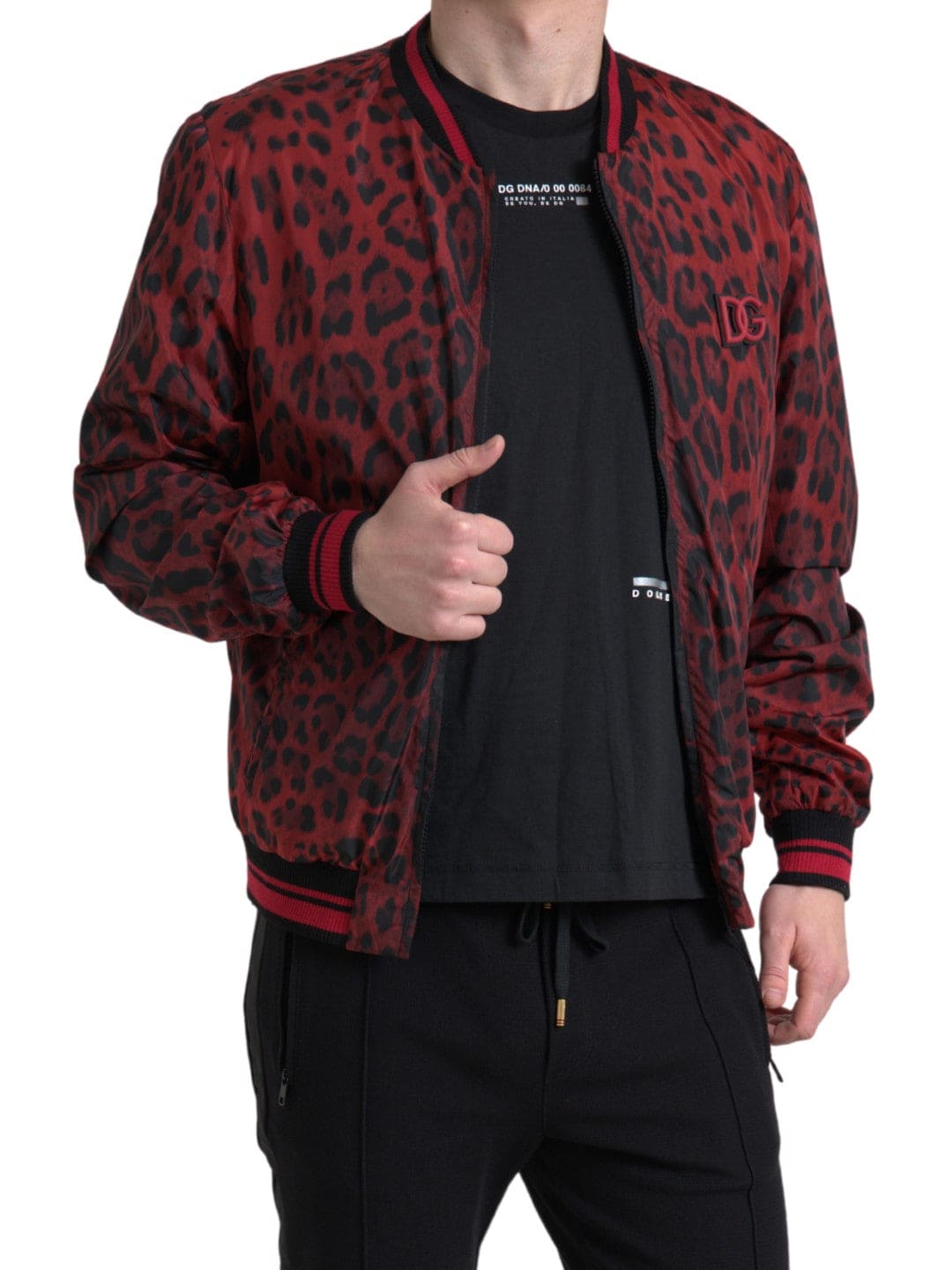 Cazadora bomber con estampado de leopardo rojo de Dolce &amp; Gabbana