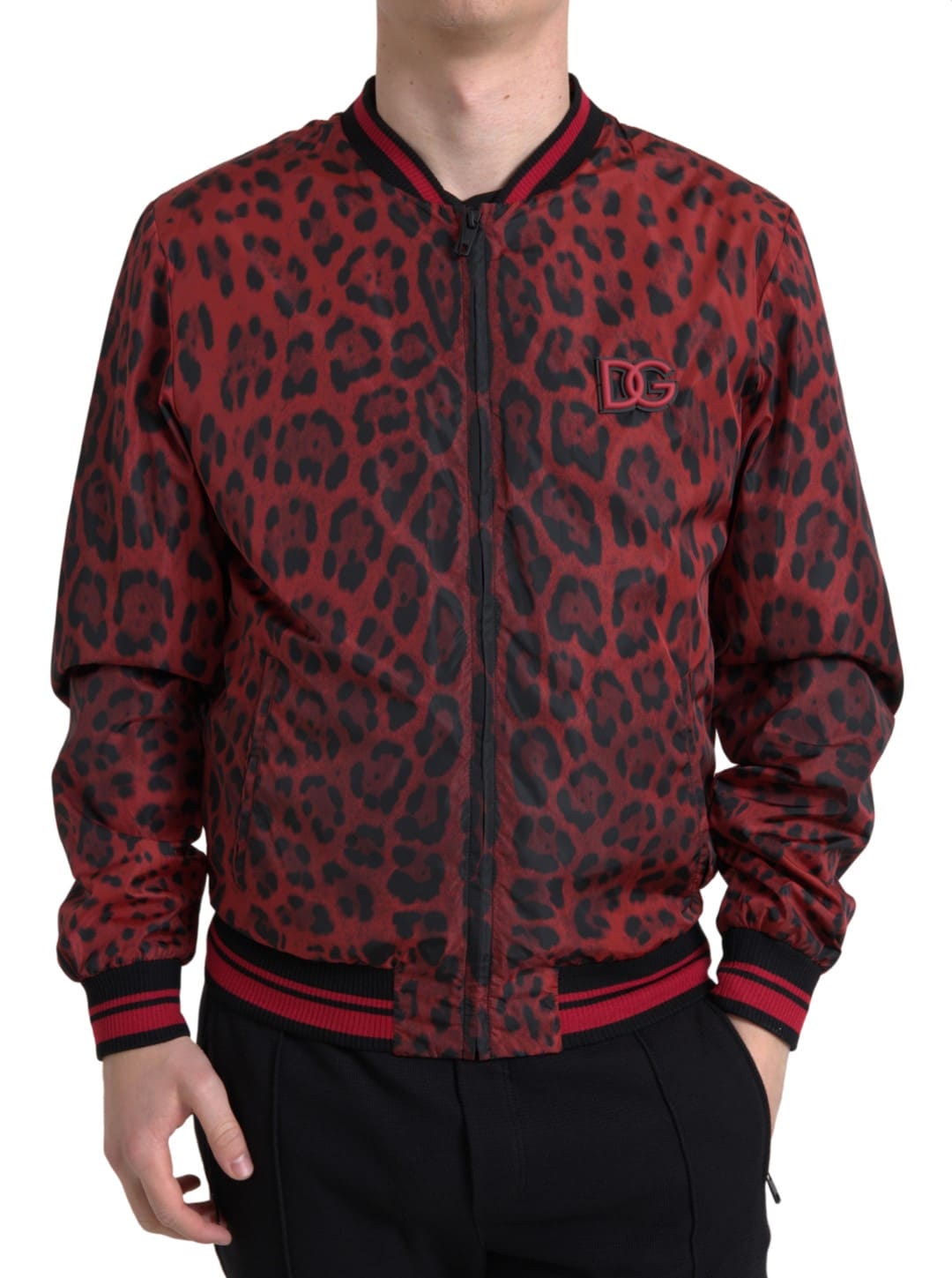 Cazadora bomber con estampado de leopardo rojo de Dolce &amp; Gabbana