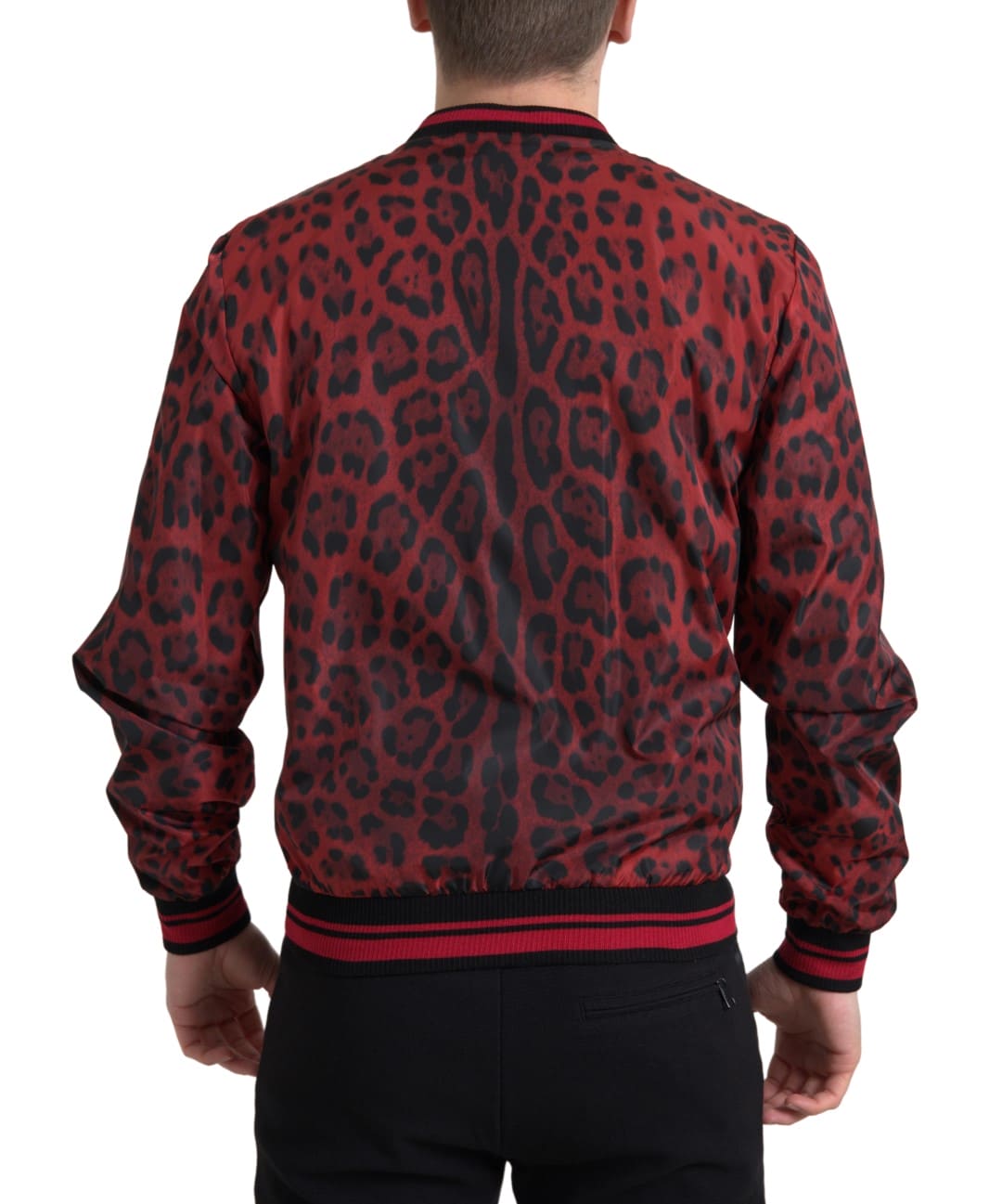 Blouson aviateur à imprimé léopard rouge Dolce &amp; Gabbana