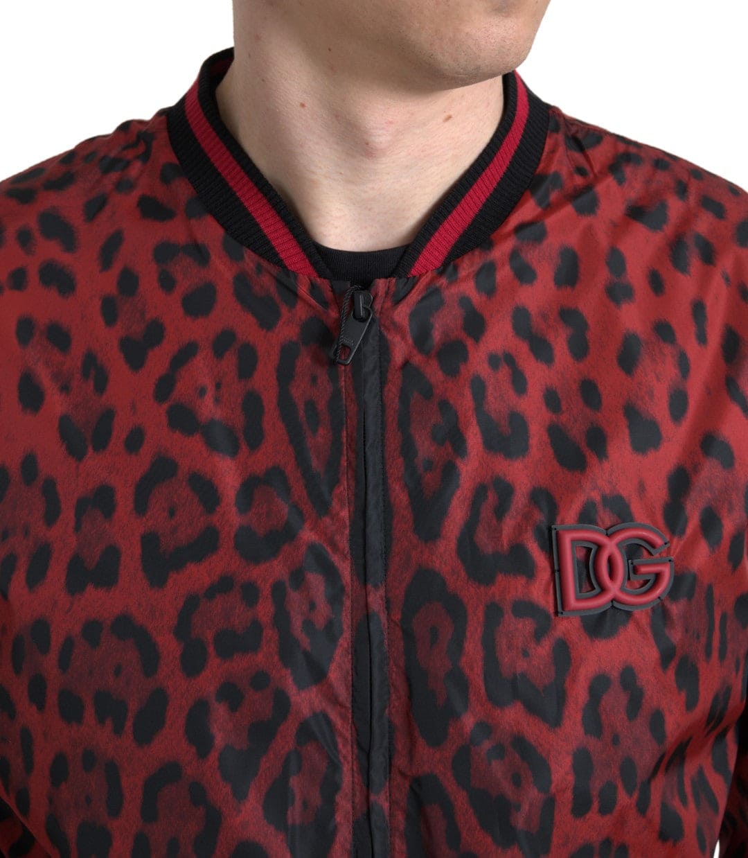 Cazadora bomber con estampado de leopardo rojo de Dolce &amp; Gabbana