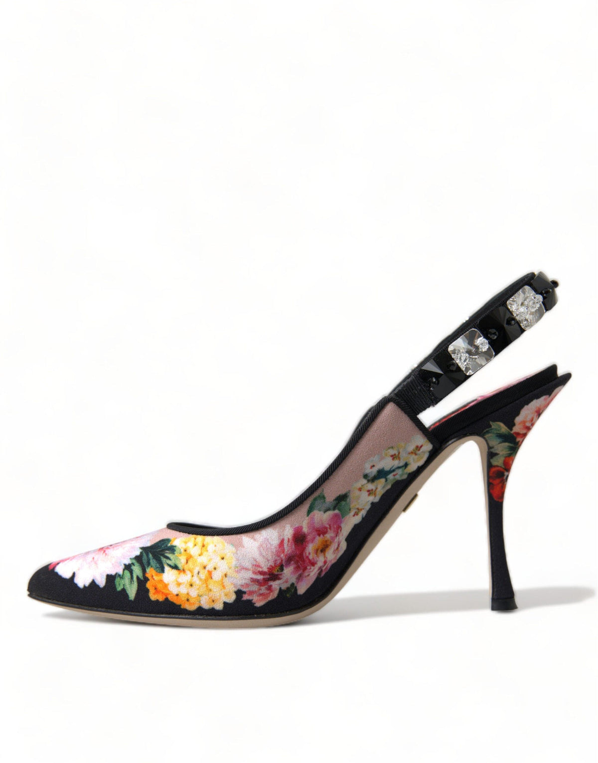 Tacones con tiras cruzadas y diseño floral de Dolce &amp; Gabbana con lujosos detalles de cristales