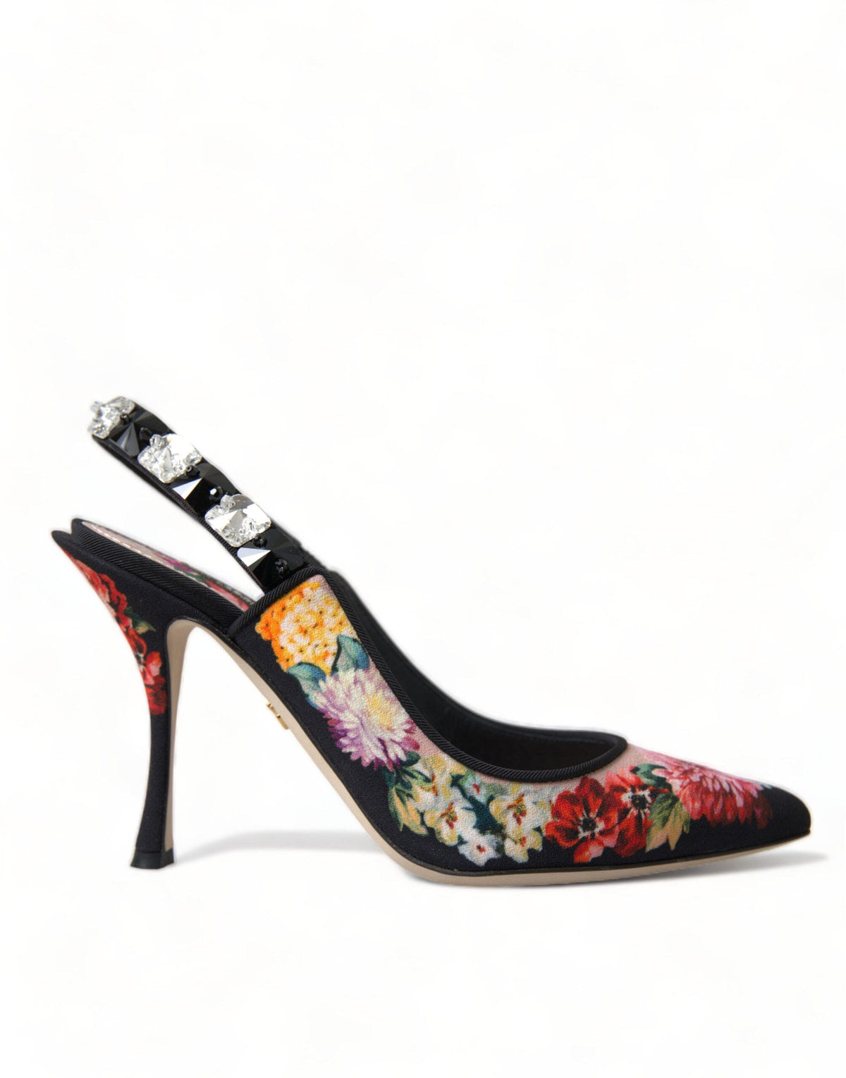 Tacones con tiras cruzadas y diseño floral de Dolce &amp; Gabbana con lujosos detalles de cristales