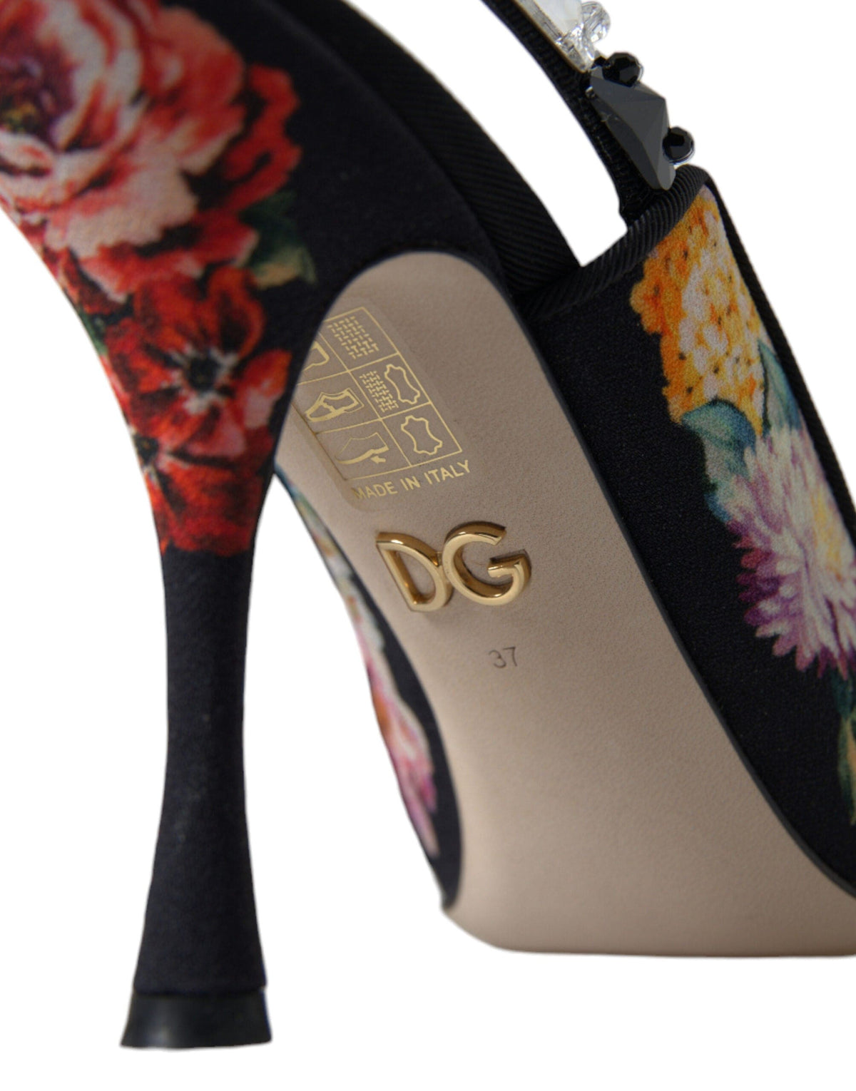 Tacones con tiras cruzadas y diseño floral de Dolce &amp; Gabbana con lujosos detalles de cristales