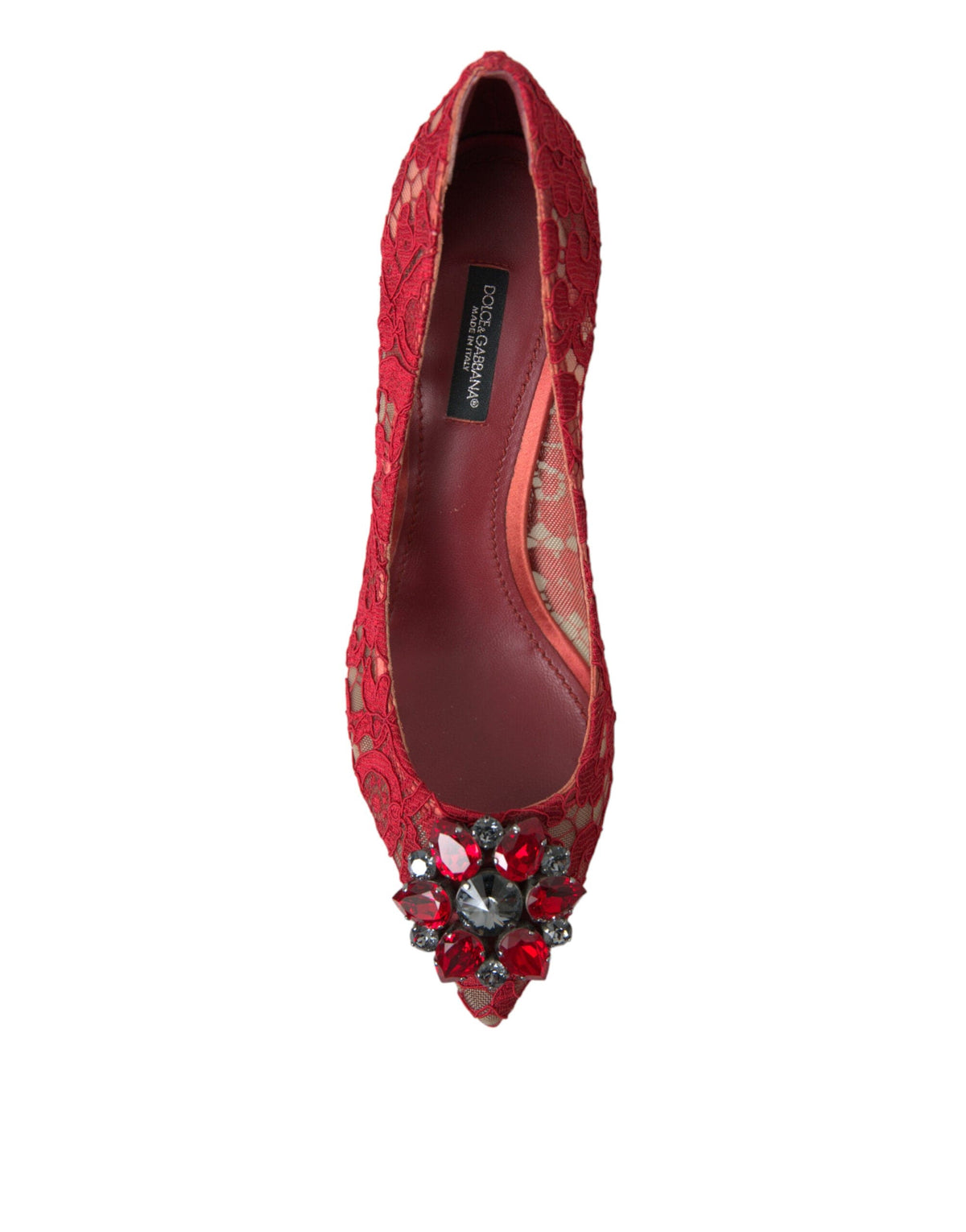 Escarpins en dentelle rouge avec cristaux Dolce &amp; Gabbana