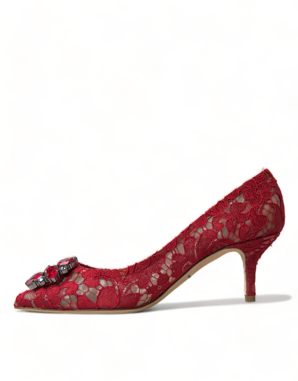 Escarpins en dentelle rouge avec cristaux Dolce &amp; Gabbana