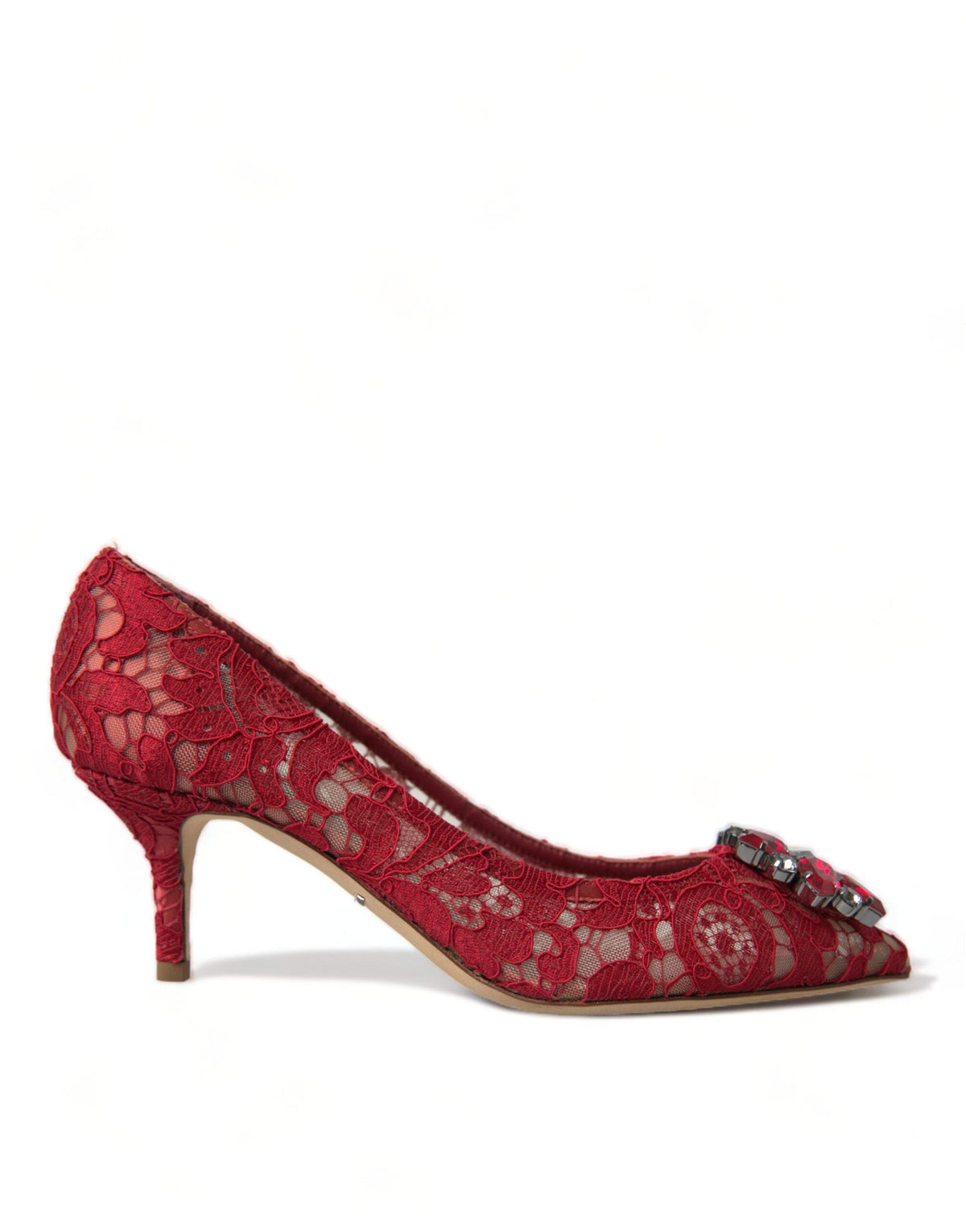 Escarpins en dentelle rouge avec cristaux Dolce &amp; Gabbana