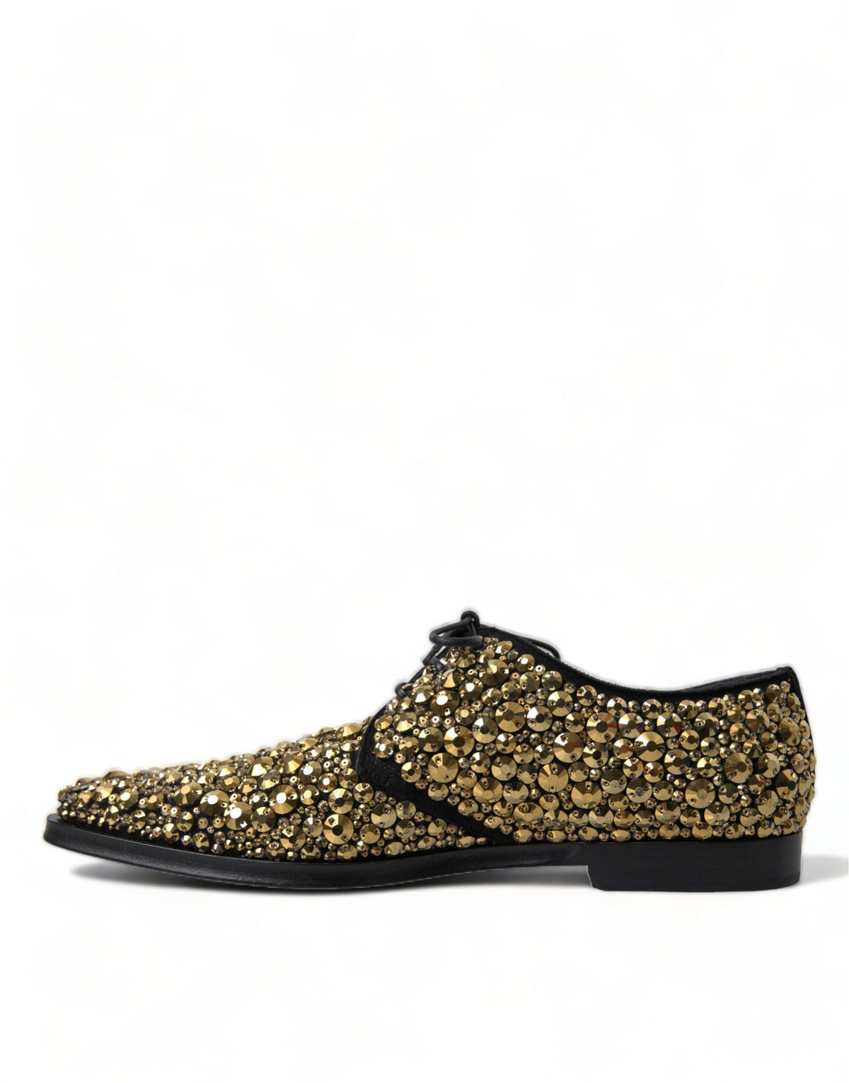 Chaussures Derby élégantes en daim noir et doré Dolce &amp; Gabbana