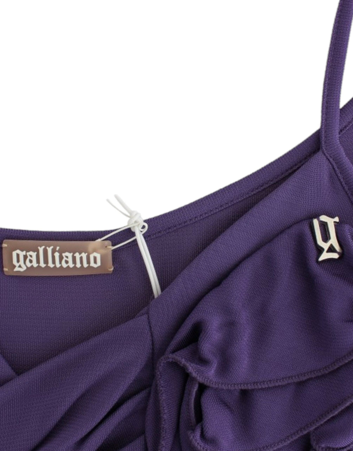 Elegante vestido de cóctel de jersey morado de John Galliano