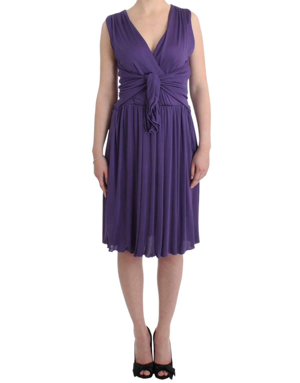 Robe élégante en jersey violet longueur genou de John Galliano