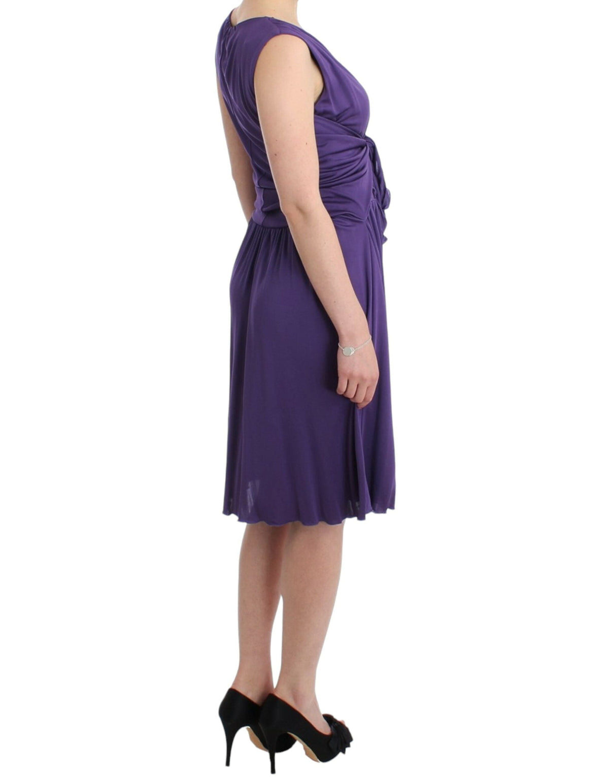 Robe élégante en jersey violet longueur genou de John Galliano