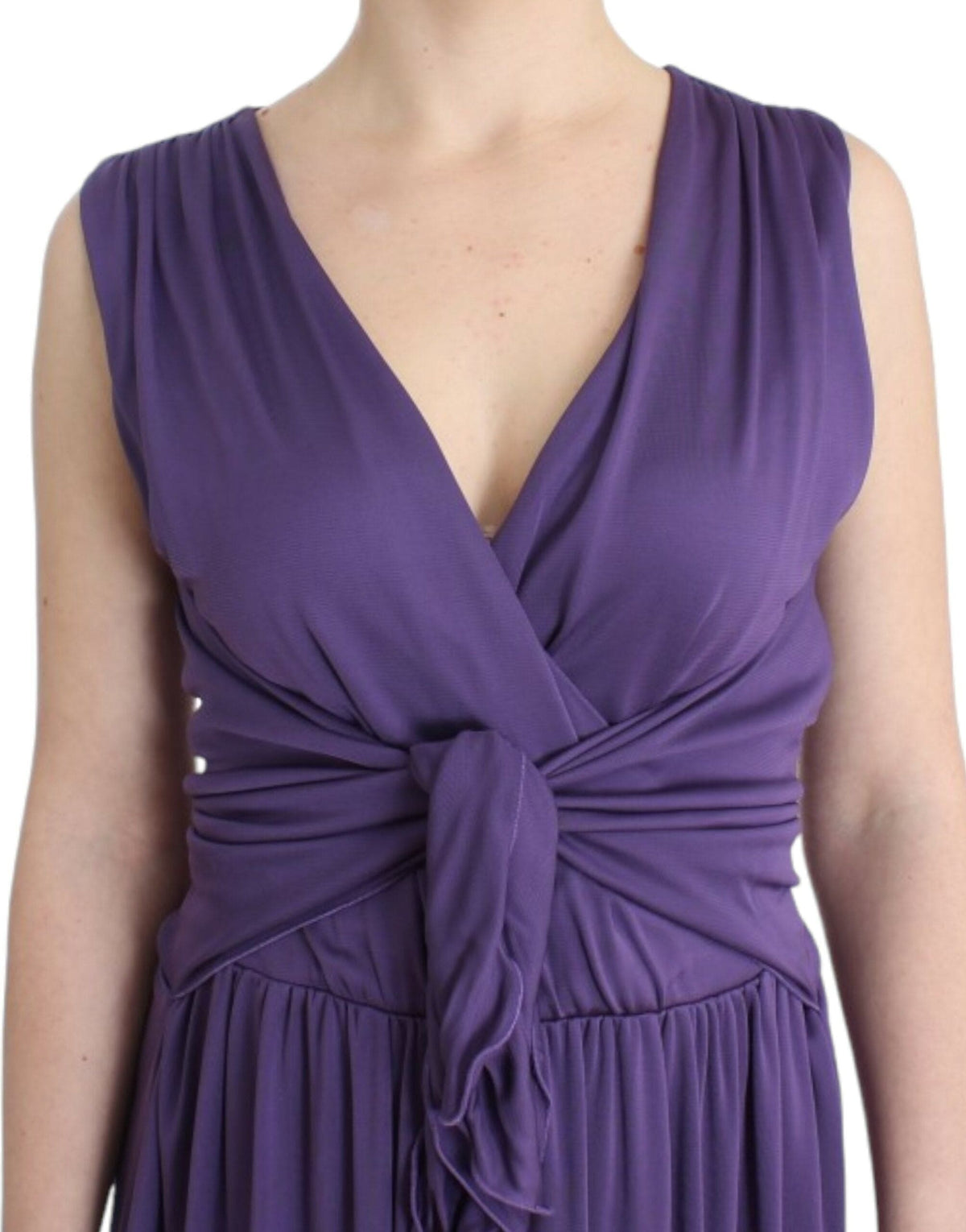 Robe élégante en jersey violet longueur genou de John Galliano