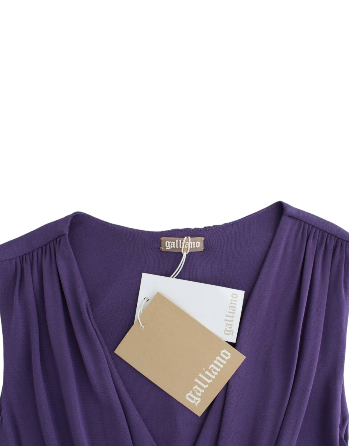 Elegante vestido morado de jersey hasta la rodilla de John Galliano