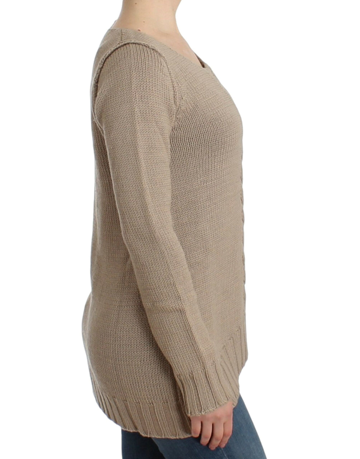 Pull col rond en maille beige élégant Cavalli