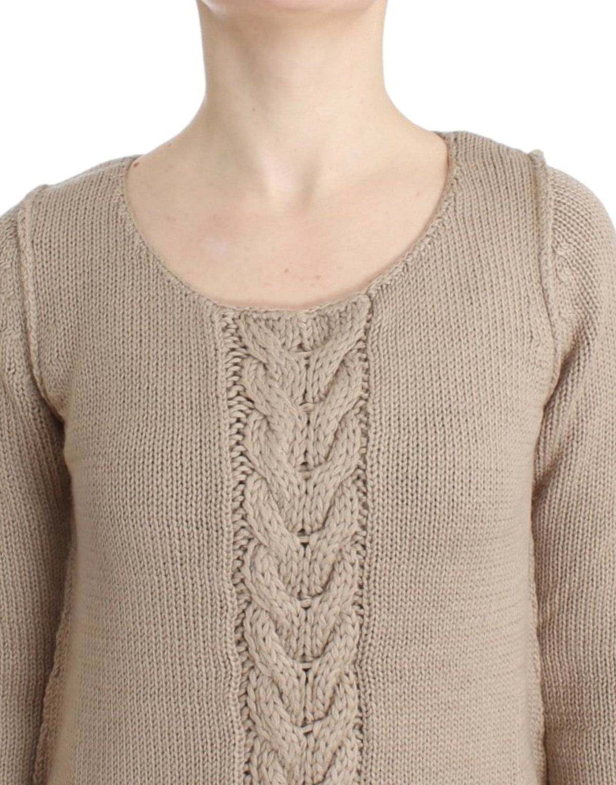 Pull col rond en maille beige élégant Cavalli