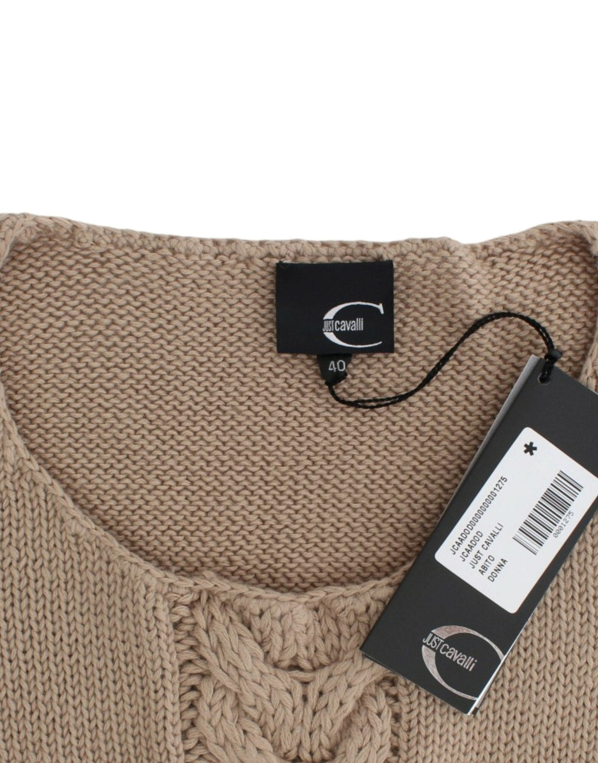 Pull col rond en maille beige élégant Cavalli