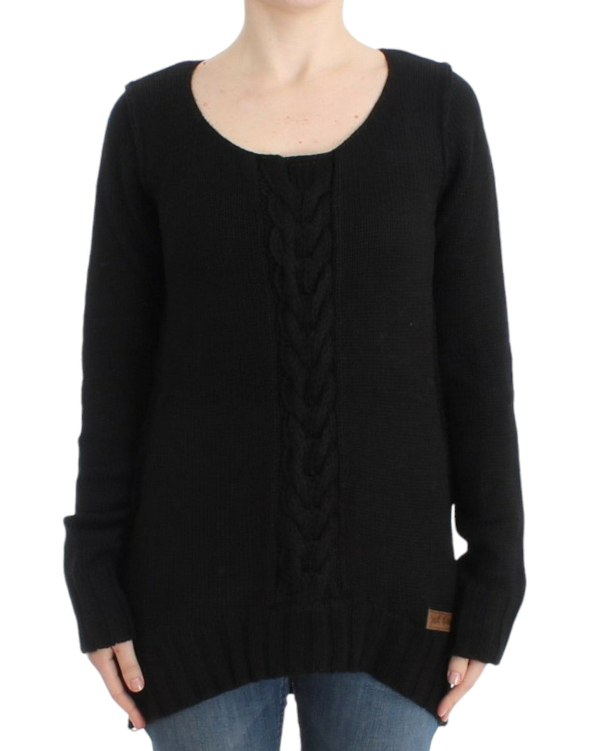 Pull ras du cou en maille noire séduisante Cavalli