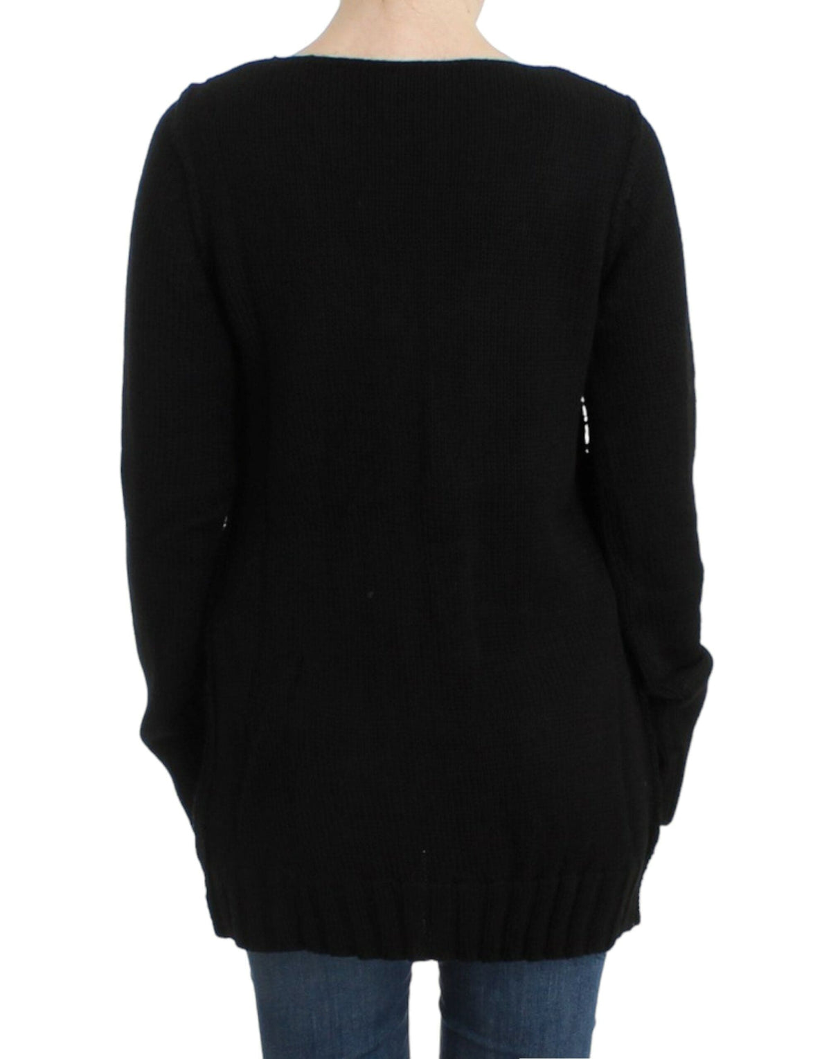 Pull ras du cou en maille noire séduisante Cavalli