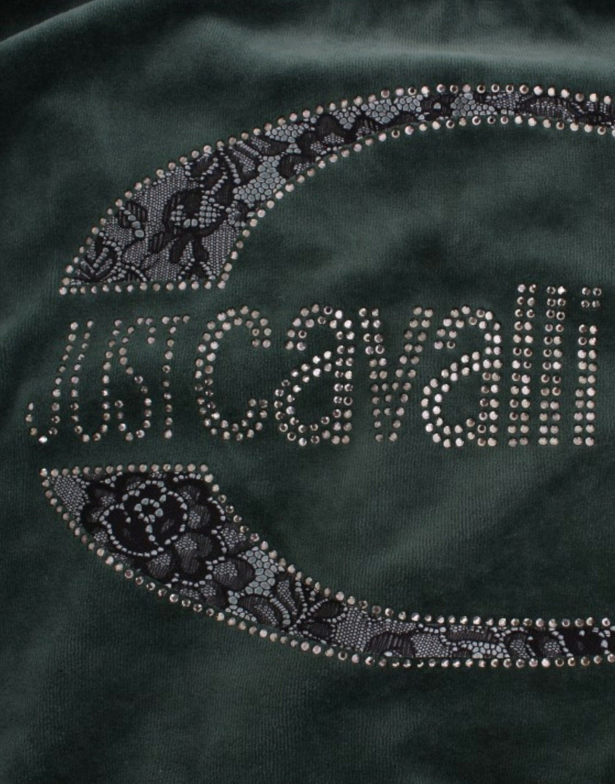 Pull élégant vert avec détails en strass Cavalli