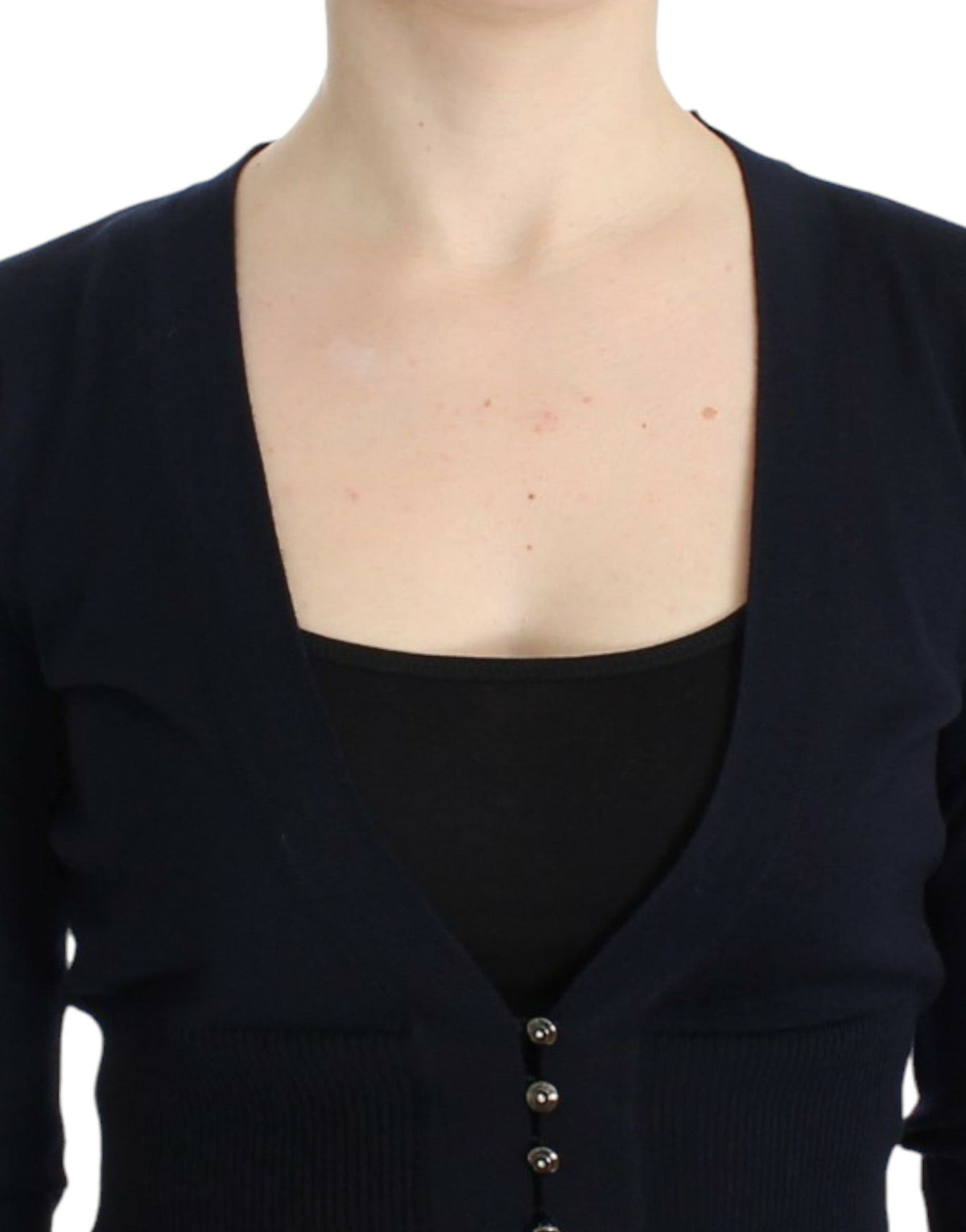 Cardigan court en laine vierge noir élégant Cavalli