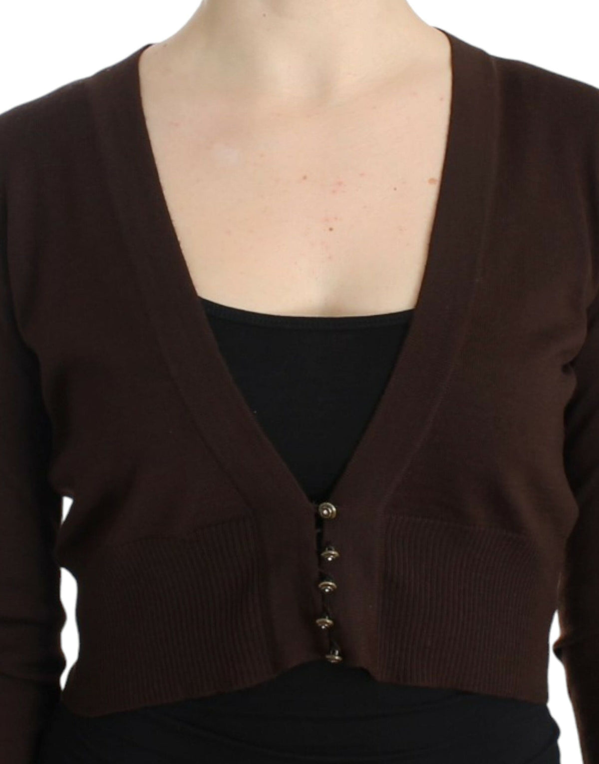 Cardigan court élégant en laine vierge marron Cavalli