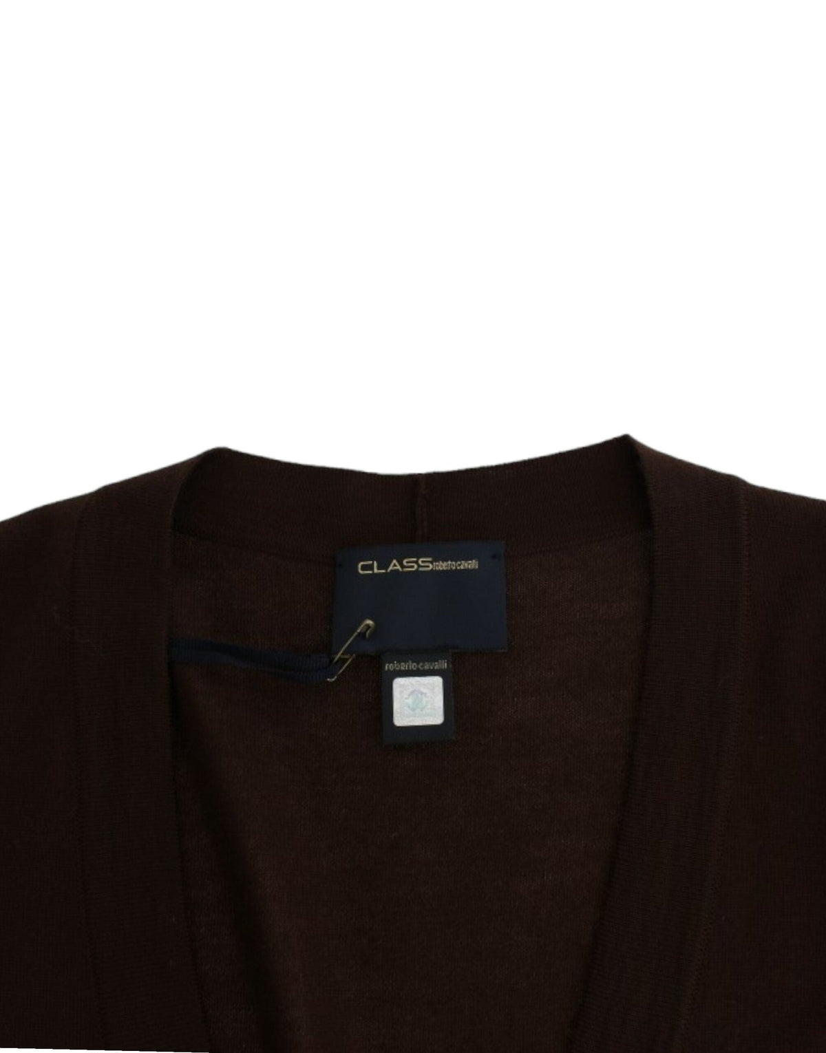 Cardigan court élégant en laine vierge marron Cavalli