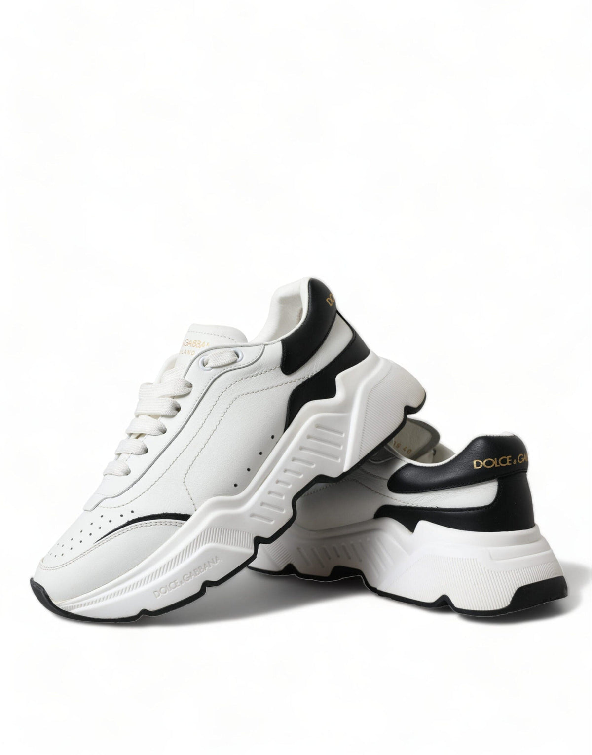 Zapatillas elegantes de piel Daymaster en blanco y negro de Dolce &amp; Gabbana