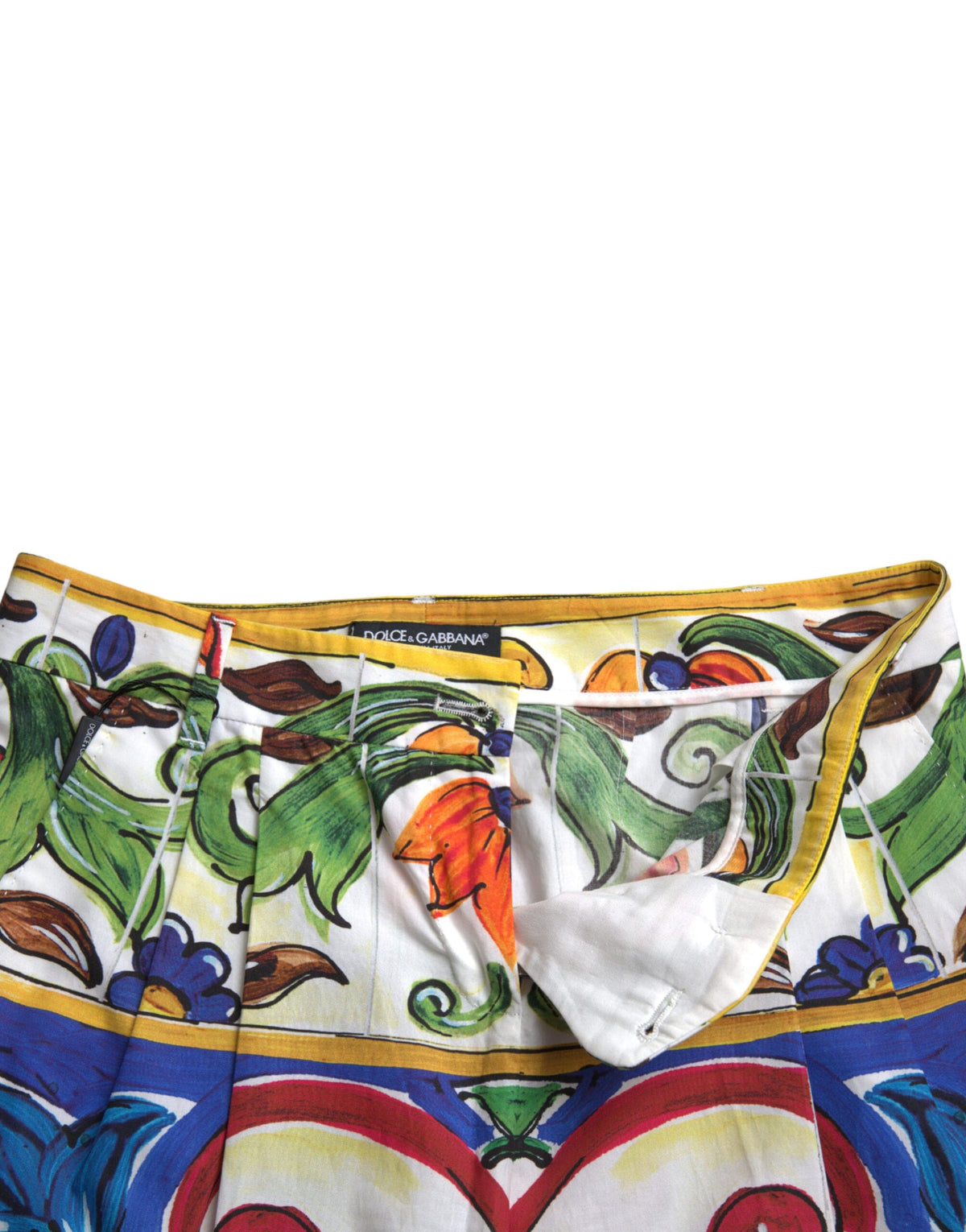 Pantalones ajustados de algodón con estampado Majolica de Dolce &amp; Gabbana