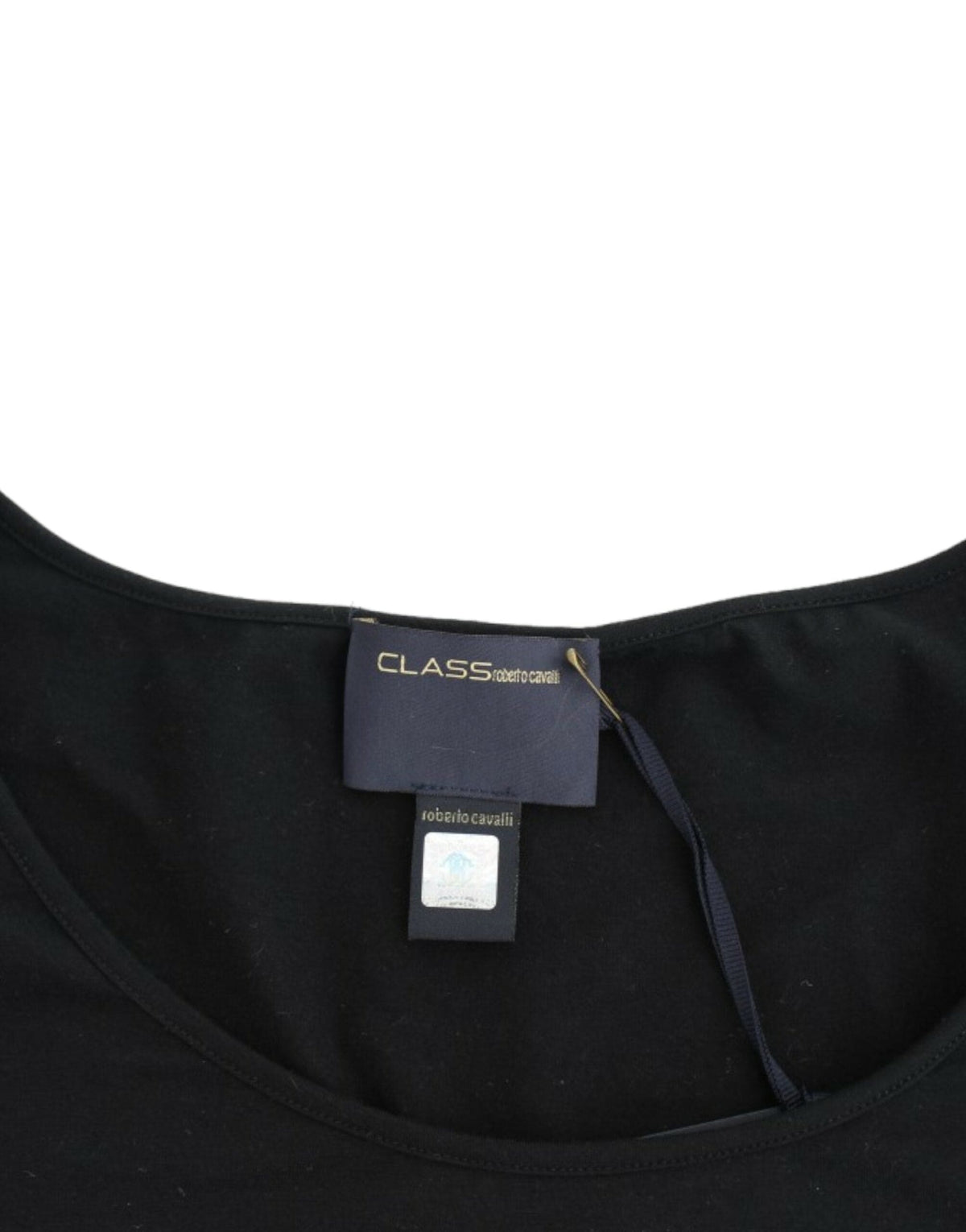 Blusa negra elegante con mangas cortas de Cavalli