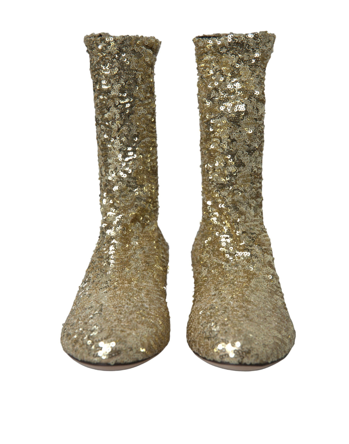 Bottes mi-mollet dorées élégantes Dolce &amp; Gabbana au design exclusif